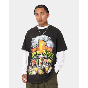 73Studio X Power Rangers Mighty Morphin Vintage T-Shirt Black Wash