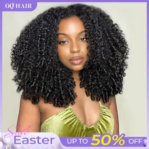[FLASH SALE] OQ HAIR Burmese Curly Wear Go Half Wig Seamless Water Wave Flip Over Wig 3 IN 1 Wear Go Glueless Human Hair Wigs With Drawstring Invisible Hairline for Beginner Friendly Vacation Hair Wigs dealsforyoudays