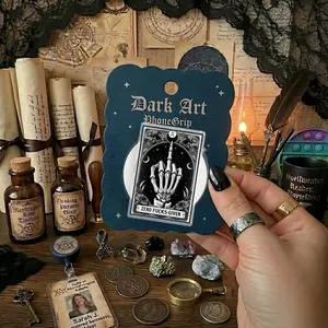 Zero Fucks Given Magnetic Phone Grip & Kindle Holder – Gothic Skeleton, Tarot Card, Witchy Phone Gift for Gothic Souls, Bookish Lovers