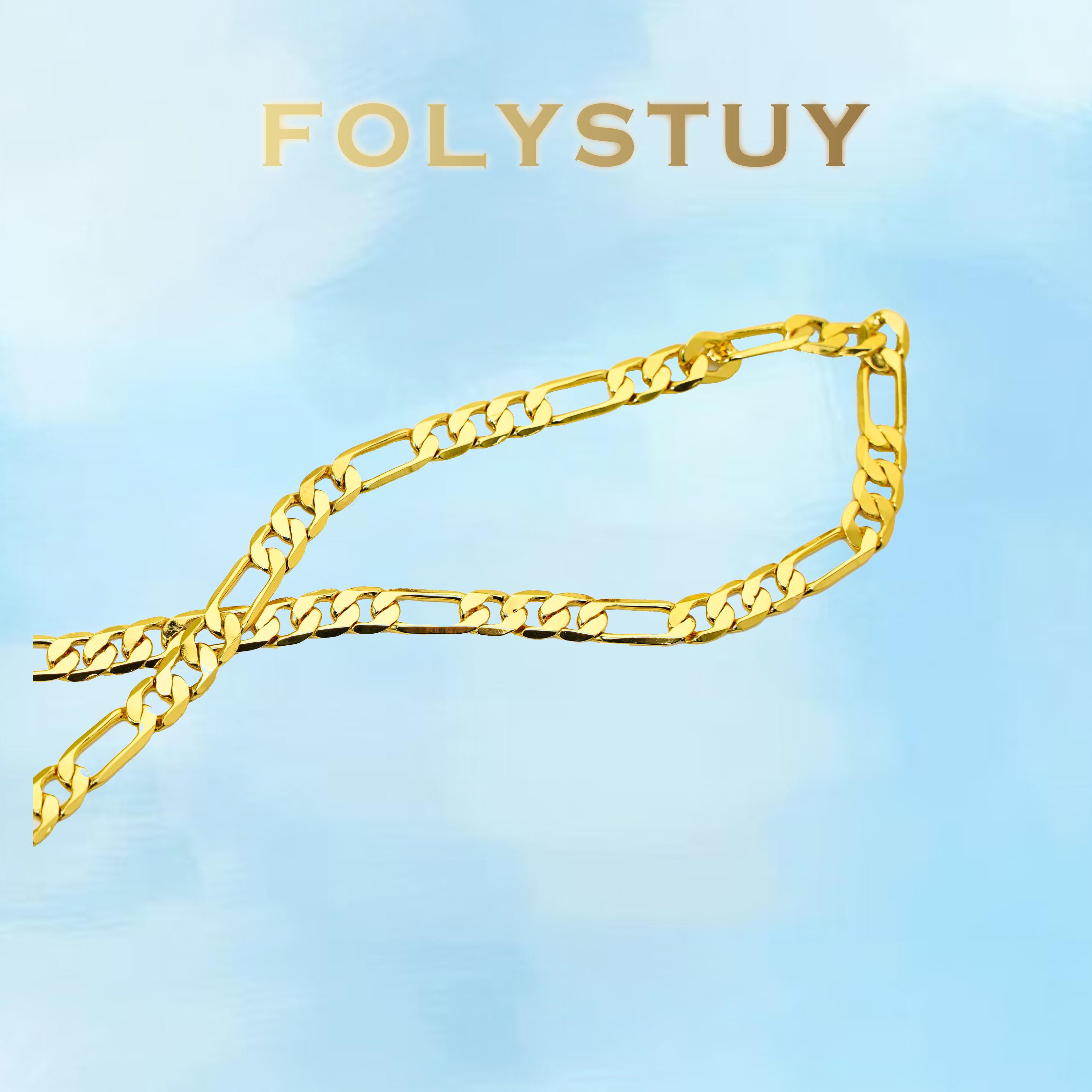 [FOLYSTUY (Y128)]Classic Figaro Link Necklace, 0.28" Width 23.6" Length Everyday Wear Accessory