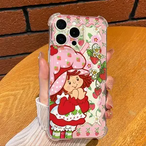 strawberry shortcake phone case Pattern Scratch Resistant Shockproof Protective Cover TPU Clear Soft Phone Case for iPhone 16 15 14 13 12 11 Pro Max Plus pink