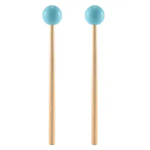 2Pcs Soft Rubber Head Sticks Wood Handle Bell Mallets for Glockenspiel Xylophone Bell Music Instruments Parts Green