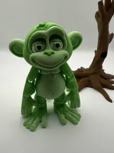 3D Printed Articulating Monkey with Tree Stand - Flexible Limbs & Detailed Features for Play