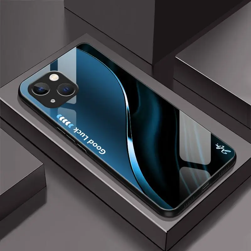 Suitable for [iPhone 15 Plus] Simple silk gradient glass phone case, affordable, fully shockproof, drop-proof and wear-resistant 995