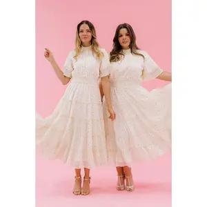 Dakota Créme Gold Stars Dress - DM Exclusive - Maternity Friendly- FINAL SALE