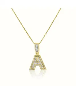 EM&LIV The Gold Lorelei Necklace, Sterling Silver, 14K Gold Plated, Cubic Zirconia Stones, 16", 18" and 20", 1mm Box Chain