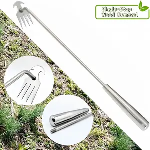 Manual uprooter - a durable weeding tool with 4 teeth, suitable for yards and gardens - perfect for weeding, digging, and shoveling - loosening soil