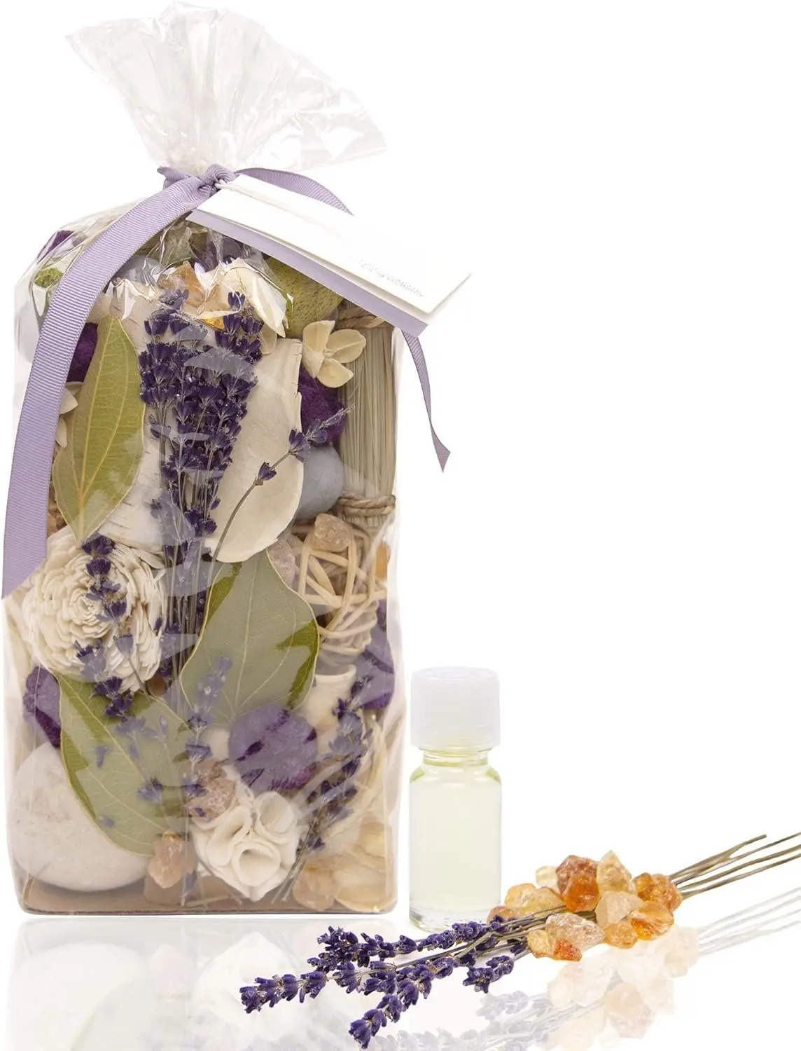 Lavender Scented Potpourri - 20 oz Large Bag + Vial, Relaxing ASMR Aroma Fragrance with Crushed Lavender, White Eucalyptus, Sheer Musk and Sage