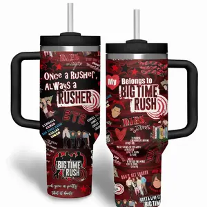 Big Time Russh Music Custom Cup 40 oz Tumbler With Handle, Straight Cup 20oz, Gift for fans, gift for girl friends Drinkware Water Bottles Mug Bottled Portable Washable 4BAQE