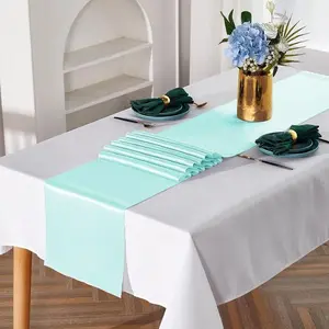 12pcs Golden Satin Table Runner – Premium Soft Fabric Table Flag for Wedding, Birthday, Banquet, Graduation, and Party Decoration