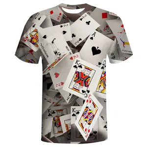 Unisex 3D Playing Cards Poker Print T-Shirt – Joker King Queen Ace Graphic Tee for Casino Nights, Game Parties, Casual Wear, Ideal for Poker Enthusiasts & Card Game Lovers