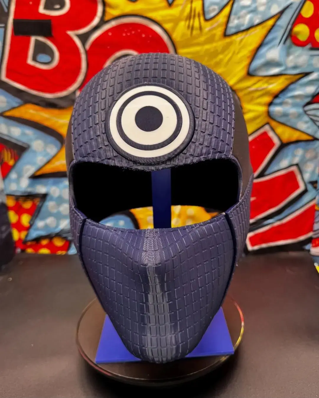 Bullseye Vigilante Full Head Mask Helmet - Photo-Ready Bold Creative Mask, Halloween Cosplay Costume Gear, 1 Size Fits Most (Up to 24in Circumference) with Magnets, Logo-Compatible Party Accessory That Covers Entire Head