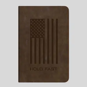 HOLD FAST Men's Faux Leather Journal - Flag Design, 192 Lined Pages, 5.75" x 8.5" x 0.75" Size (8.5 Inches), Ideal for Bible Study Notes