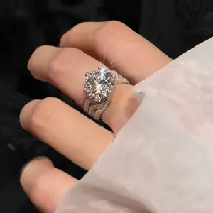 New 5 Carat Pigeon Egg III Love Moissanite Luxury Full Diamond Simulated Diamond Ring for Special Occasions