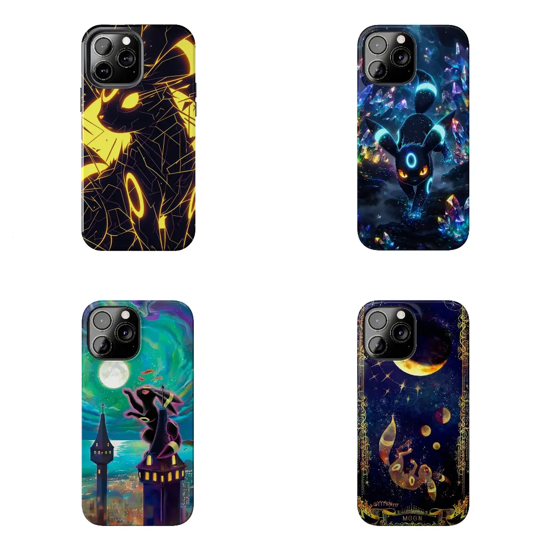 Umbreon Phone Case, Moonlit Crystal Fantasy Anime iPhone Case for iPhone 7–17 Pro Max, Samsung S21–S26 Ultra Shockproof Cover