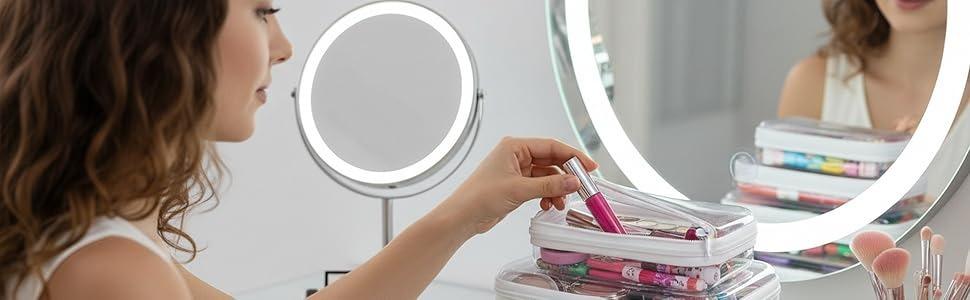3/6 PCS Clear Hard Shell Zipper Case, PET Travel Organizer Box, Transparent Storage Case for Cosmetics Toiletries, Toy Container for Home, Office, Stationery,2L+2M+2S, Accessories Box, Compartment Box