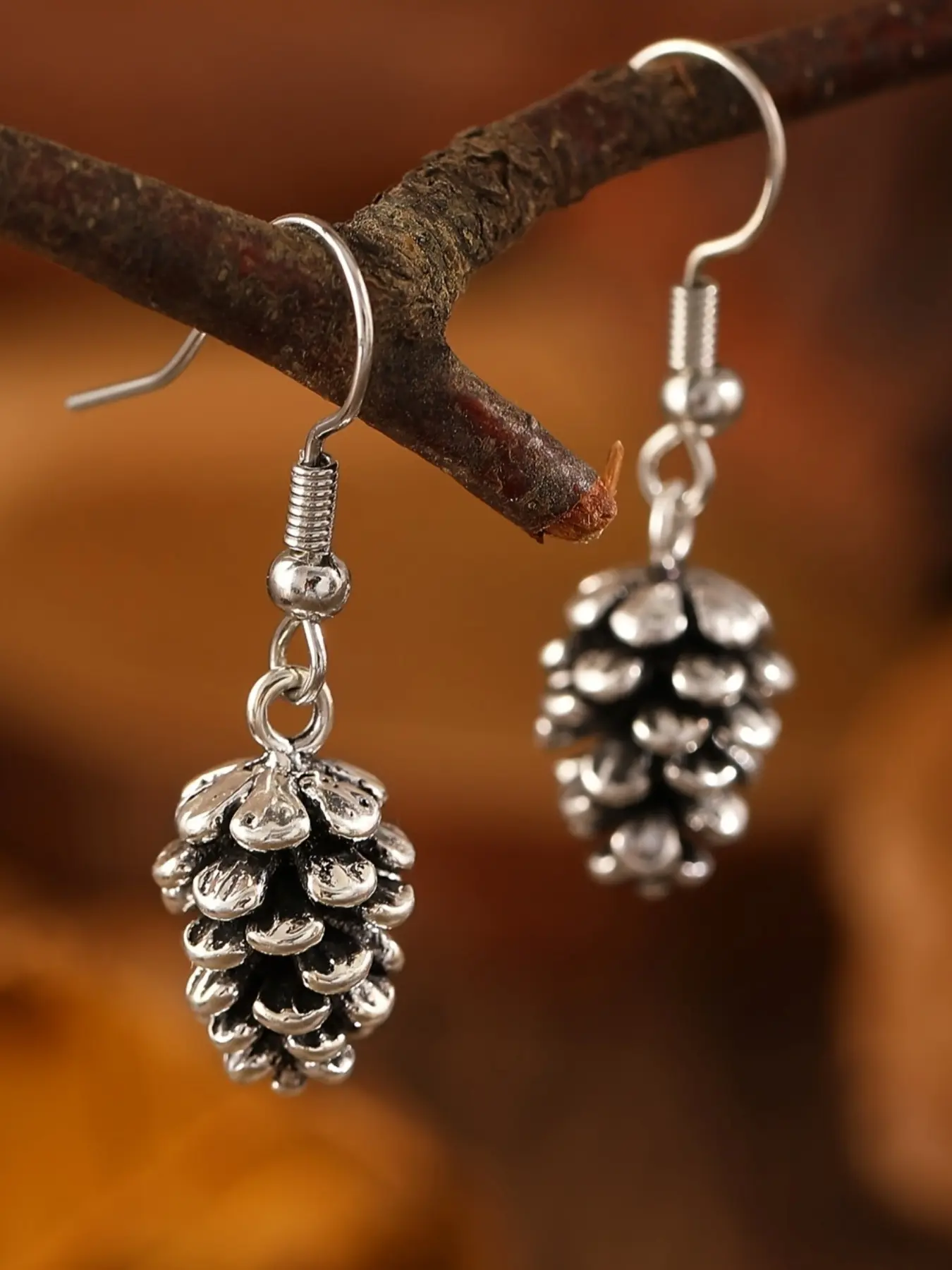 Vintage-Inspired Faux Pinecone Drop Earrings | Bohemian, Zinc Alloy, Perfect for Casual Attire