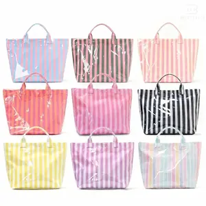 Summer Viral Bag 2026 - Striped Tote Bag High-Value Lightweight Handbag Commuter Large Capacity Portable Travel Shoulder Bag, Casual Style Fashionable All Seasons Beach Tote Summervibes, Beach Bags, Shopping Bag tiktokshopspringglowup