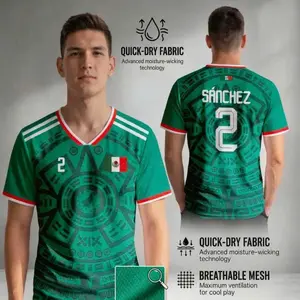 Custom Number Green Soccer Shirt Mexico Aztec Jersey Mexican Pride Culture Football Jersey, Quick Dry Breathable Sportswear Men Women