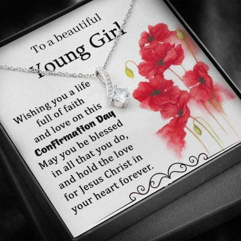 Daughter Necklace, Friend Necklace, To A Beautiful Young Lady “ Confirmation Necklace, Confirmation Gifts For Girl 560, Friendship necklace, matching sets, BFF gifts, meaningful jewelry, best friend forever