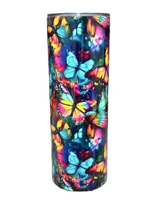 Vibrant Watercolor Butterflies - 20oz oz 20 oz. 20oz. - Skinny Straight Sublimation Tumbler - Amy's Tumbler Junkies - Your Favorite Tumbler Shop!