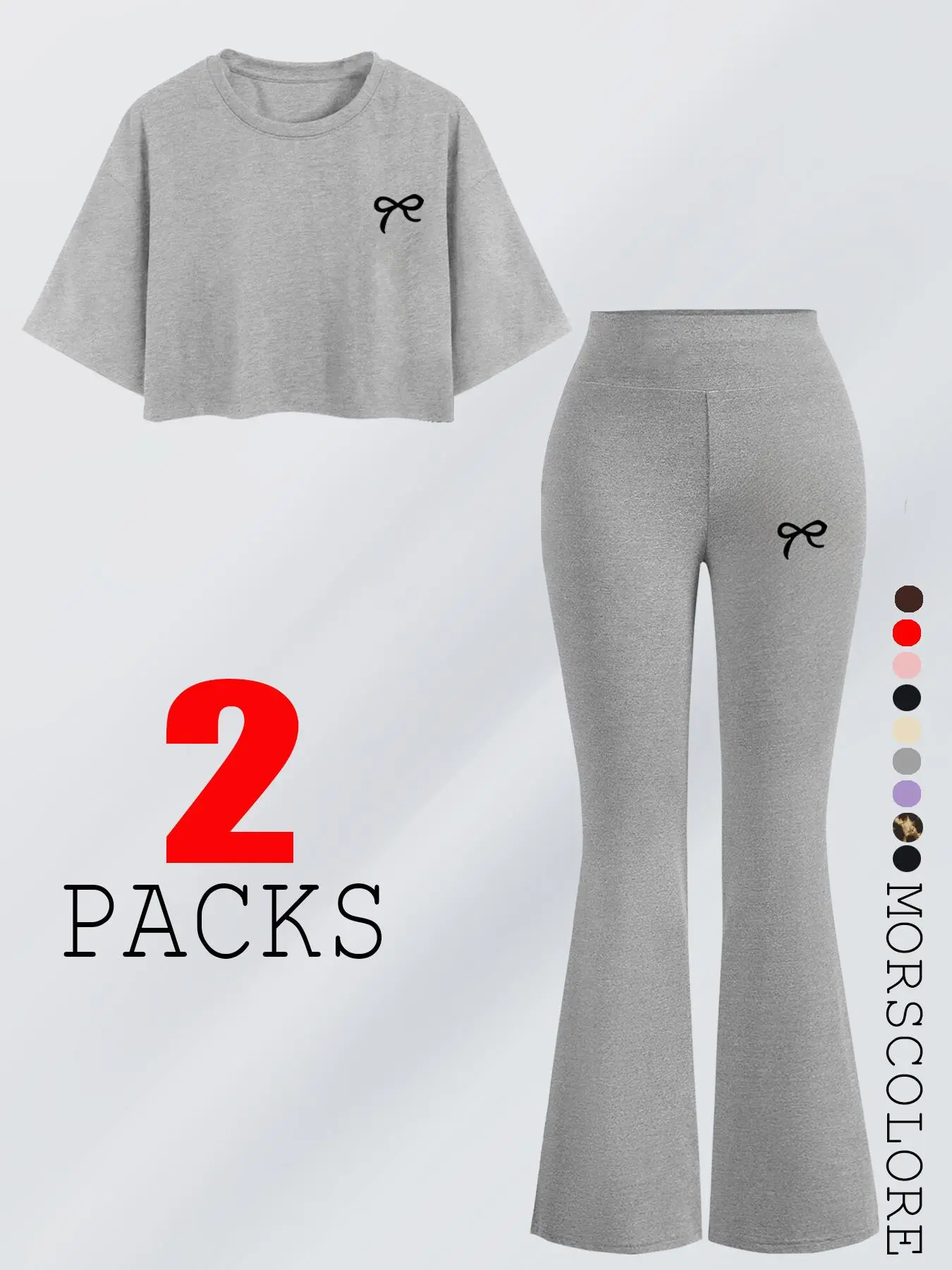 Two-Piece Set Women's Butterfly Print Tee & Flare Leg Pants, Casual Fashion Cozy Round Neck Long Sleeve Top & Bell Bottom Trousers for Daily Outdoor Wear, Women's Clothing for Spring Fall, Suits
