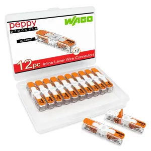 WAGO 221-2401 LEVER-NUTS 12pc Compact Splicing Inline Wire Connectors with Case