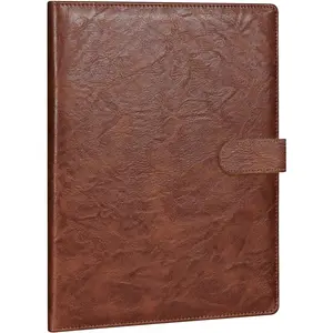 Padfolio Portfolio Folder, Faux Leather Interview Resume Folder with Document Organizer & Business Card Holder, Letter-Sized Notepad Legal Pad Holder for Men Women (Brown)