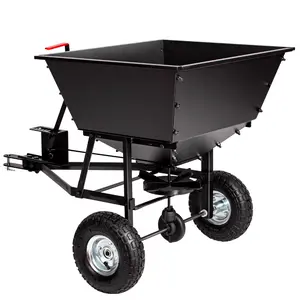 Tow-Behind Broadcast Spreader, 130 lbs Capacity, Heavy Duty Fertilizer and Seed Spreader with Adjustable Flow Control Lever,10" Pneumatic Tires, Durable Metal Hopper for Various Floor Types