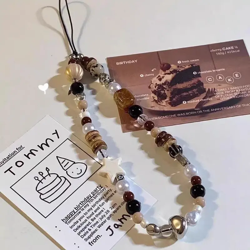 Vintage Beaded Mobile Phone Chain, Cute Star Design Phone Lanyard, Phone Strap, Phone Charms for Women & Girls, Fashion Cell Phone Accessories for Birthday Gift