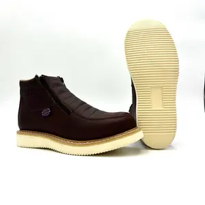 Double Zipper Industrial Work Boots, Oil Slip Resistant, Good year Welt Construction Leather Footwear Workboots Closed