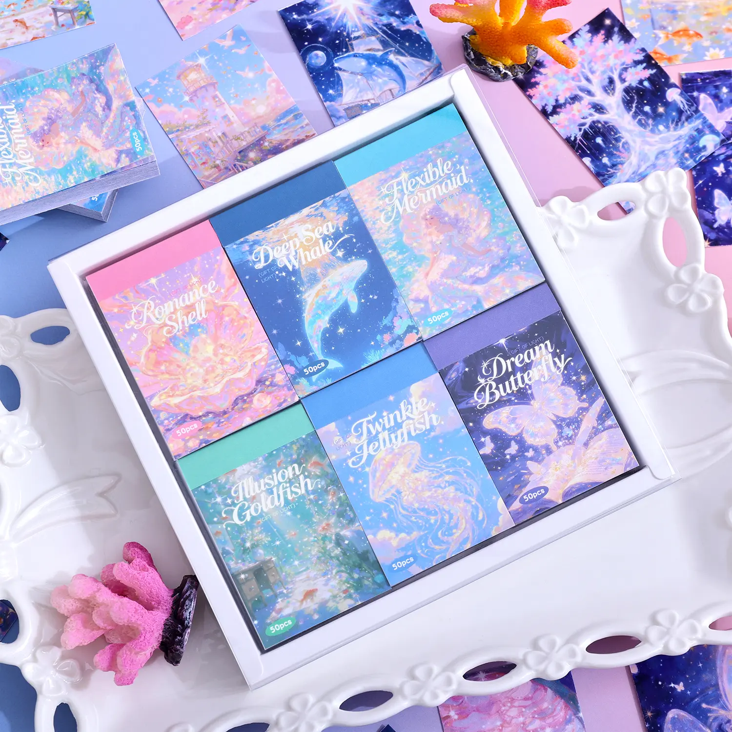6 Sets 300 Sheets Washi Stickers for Journaling,Colorful Ocean Sticker Book with Sea Creatures,Dreamy Style Scrapbook Sticker Set for Bullet Journal Art Diary Card Craft Gifts Planner Notebook
