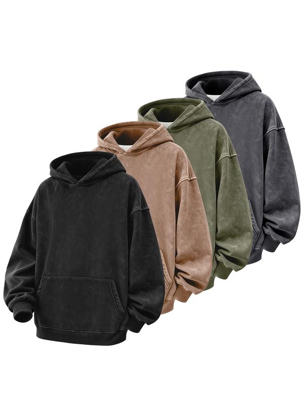 CCCMAI Men's Plain Drop Shoulder Essentials Hoodie Regular Fit Casual Long Sleeve Hooded Sweatshirt for Fall & Winter Loose Fit Unisex Car Long Sleeve Menswear Tops