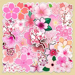 Sakura Flower Pattern Sticker, 100pcs/set Creative DIY Decorative Sticker, Scrapbooking & Stamping Supplies for Journal Making