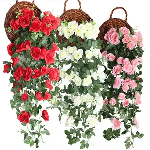 4 Pack (3.3FT) Fake Rose Garland, Artificial Roses Vines Flower Garland Hanging Floral Vine Wedding Home Backdrop Party Arch Arrangement Decoration
