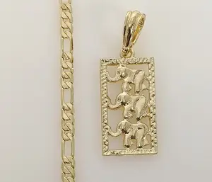 Plated Elephant Figaro 4mm Chain Necklace