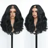FABÉLLE Glueless V Part Wig Wavy Synthetic Wigs 18Inch Yaki Wavy Invisible Hairline Ease to Install No Lace Wave Wigs for Black Women No Leave Out Wigs synthetic wavy hair Suitable for Summer
