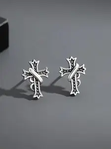 Vintage Studded Cross Earrings for Men, Trendy Cold-Shoulder Style, Fashionable Individual Ear Decoration, Perfect Gift for Women
