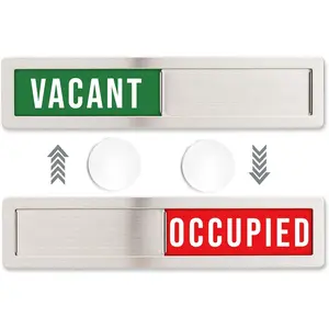 Stainless Steel Vacant/Occupied Privacy Sign for In Out Office Room Use, Vacant and Occupied Bathroom or Business Indicator Signs - Green & Red Professional Design