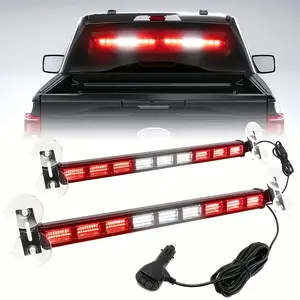 162-LED 2-in-1 Windshield Visor Emergency Strobe Traffic Advisor Light Bar, Switchable 4-Color Safety Warning Hazard Flashing Lights for Firefighter, Police Vehicle Truck
