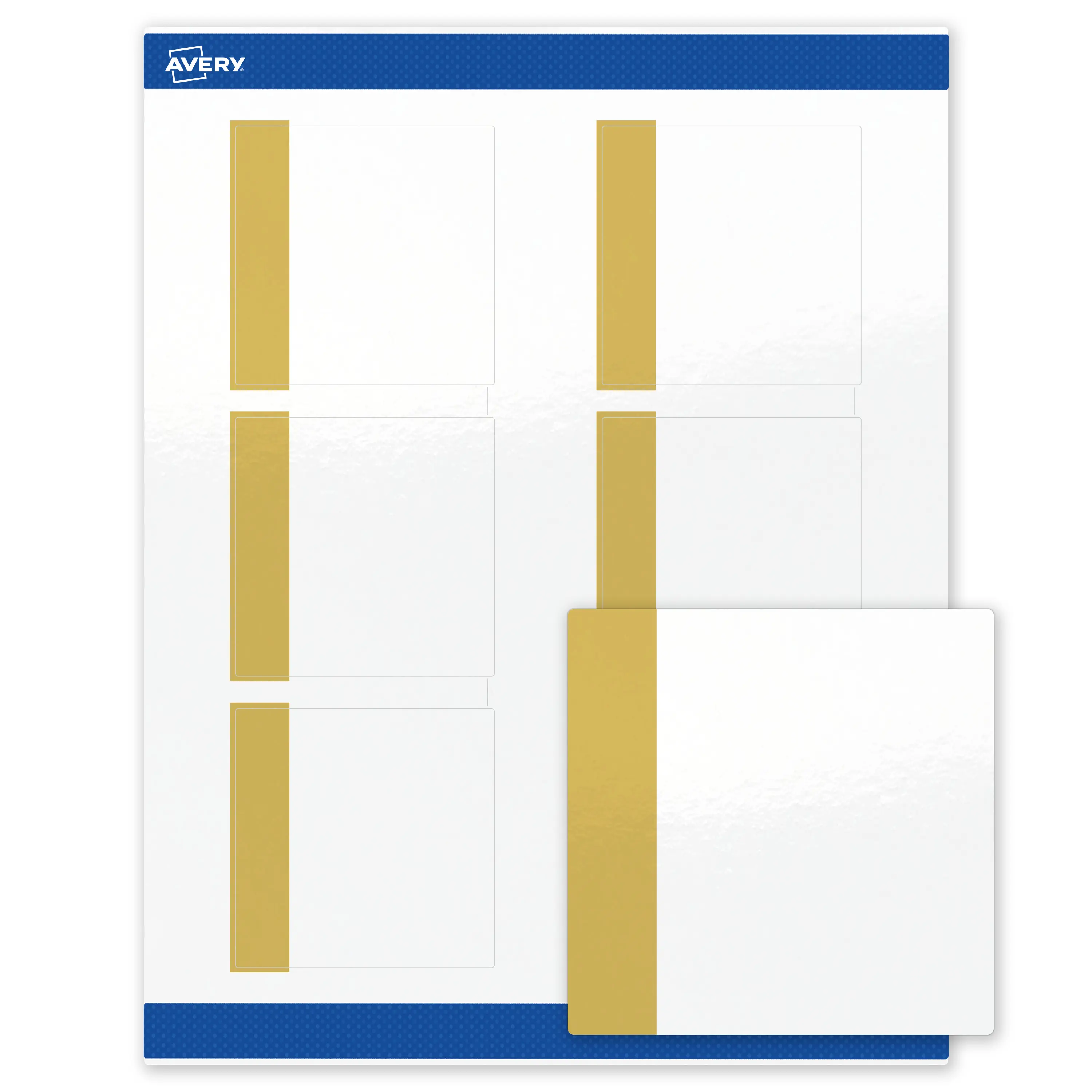 Avery Printable Square Labels, Gold-Dipped Edge, 3" x 3", Glossy White Square Labels, Permanent, Laser/Inkjet, 60ct, Great for Product Labels