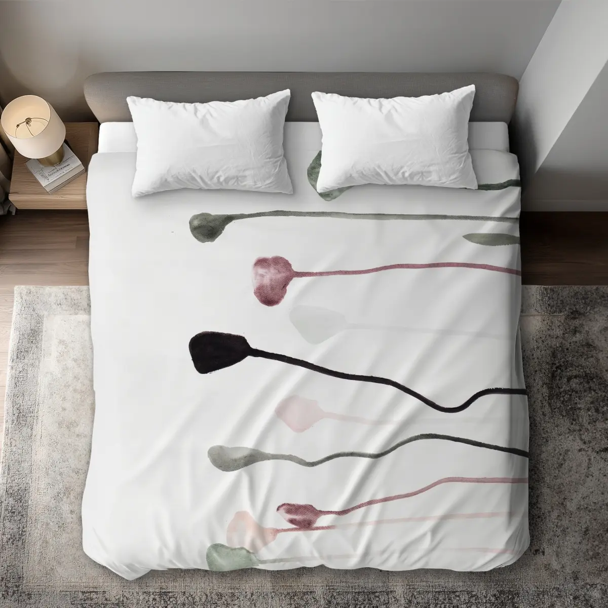 360 Stand King Size Duvet Cover - Bumblebee Nature Motif, Floral Print, Breathable Fabric, Microfiber Face, Whimsical Look, Soft Bedroom Textile Soft Furnishings, Botanical Duvet Covers, Color-Accented Duvet Covers