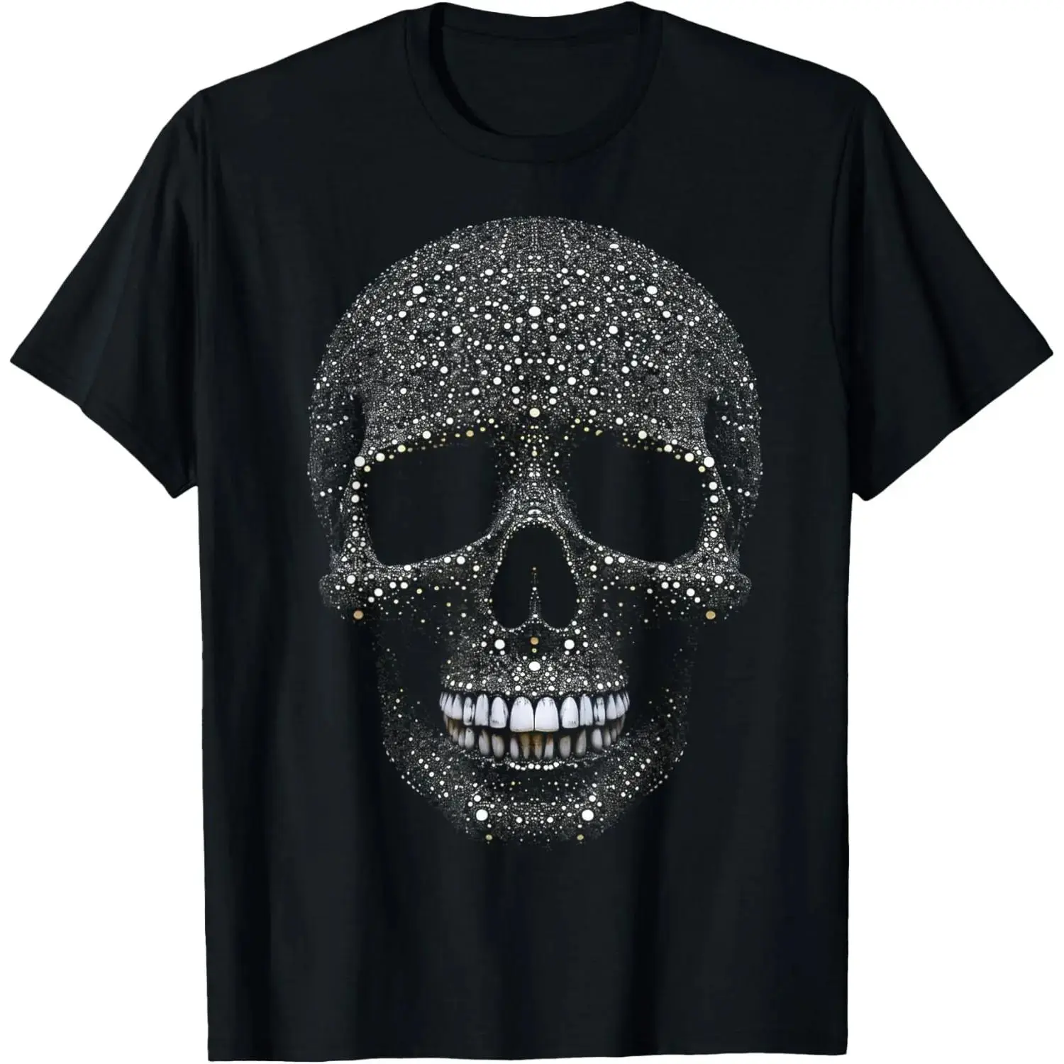 Men's Casual Cotton T-Shirt with Crystal Skull Tee – Intricate Rhinestone Gothic Design Short Sleeves - Teeshirts,Graphic Tees Stream Elements Shirt,Graphic Tees Stream Elements Shir graphic tees me