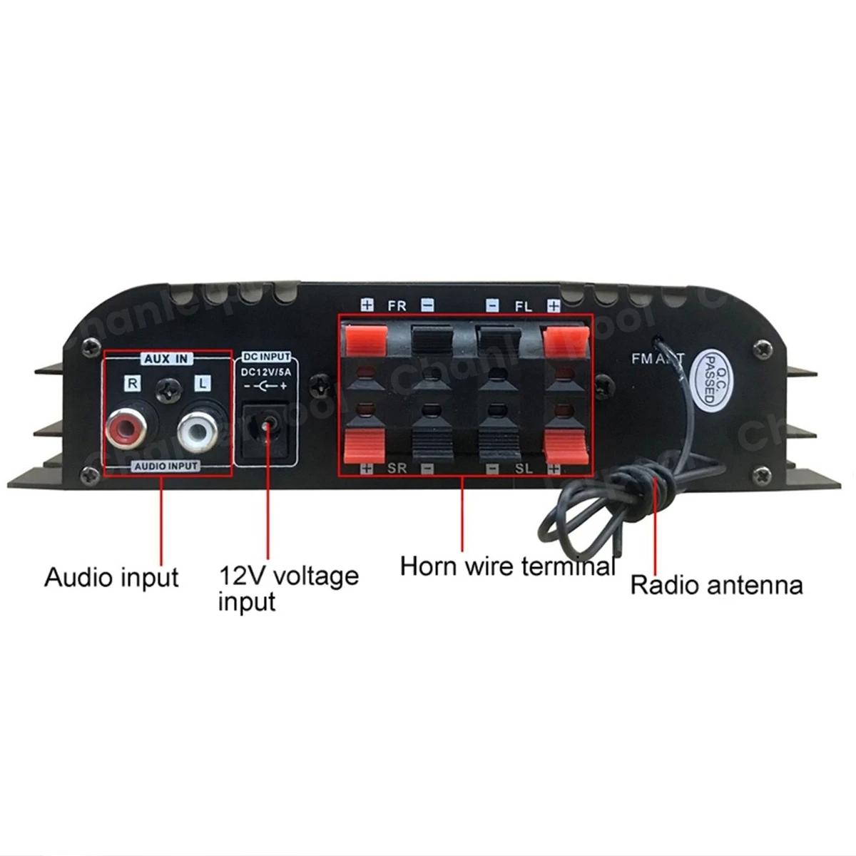 1600W Peak Power HiFi Sound Amplifier Digital 4 Channel Audio Amplifier Bluetooth Karaoke Player FM Radio Support Remote Control