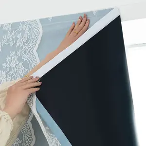 beige,blue,pink,Self-Adhesive Bedroom 100% blackout Curtains, Blackout Window Cover, Korean Style Lace Drapes, Blue Colors, Full Light Blocking, Easy Installation, 1 Piece