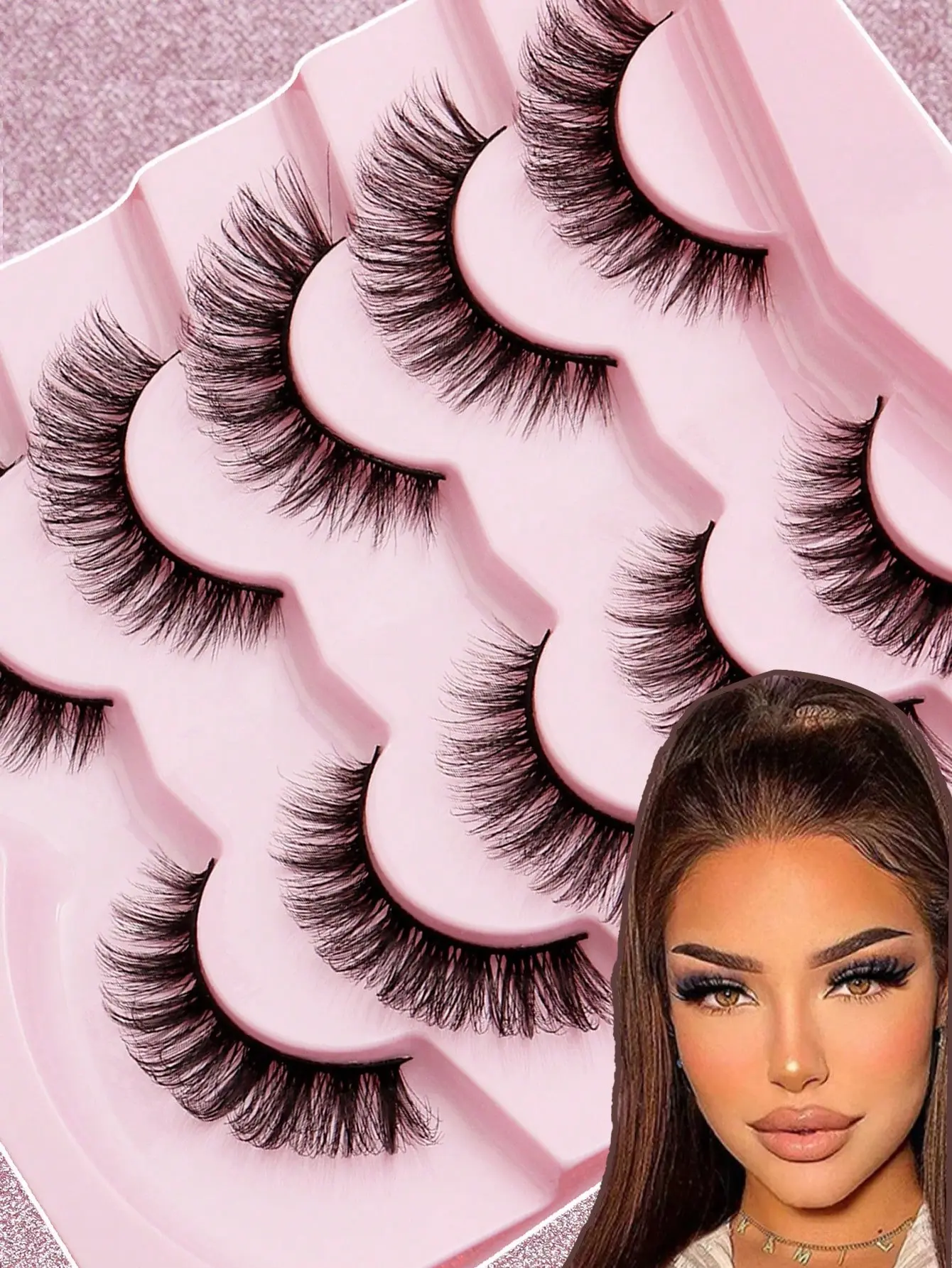 Women’s 5 Pairs Natural Fluffy Strip Lashes, Long Length Thick Strands Wispy Volume Fake Lashes, Soft Reusable Handmade Lightweight Comfortable Eye Extensions, Easy to Wear for Daily, Party Makeup