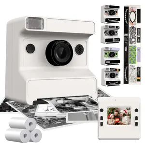 Kids FHD 1080P Instant Camera, 2.4-inch HD Dual Camera Instant Printing Camera, 48MP Portable Camera (Including Exclusive Stickers), Supports 8x Zoom, Perfectly Records Beautiful Memories, Ideal Gift For Girls, Shooting Digital Camera