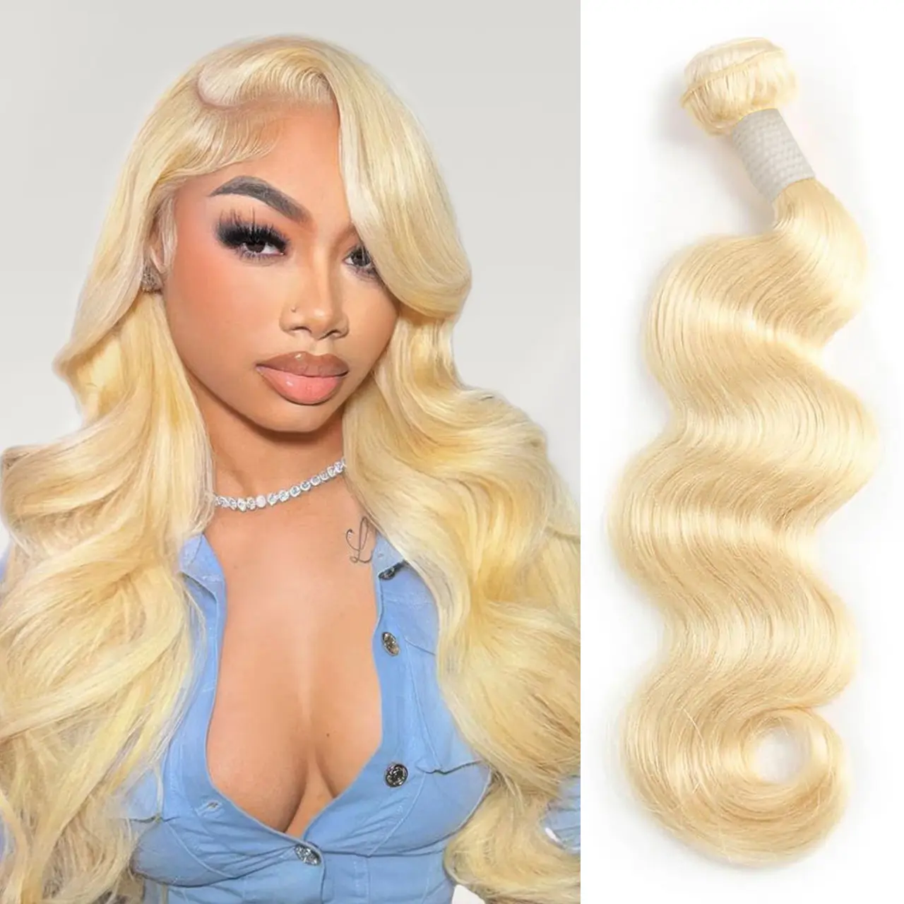 Charmanty Hair 613 Blonde Color 100% Brazilian Virgin Human Hair Body Wave/ Straight Bundles for Quick Weave  1 3 4 Bundles  Traditional Sew in/Glue in Cuticle Aligned Tangle Free  Hair Extension