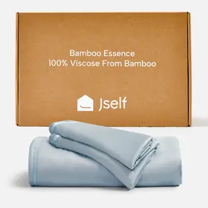 Jself 100% Bamboo Cozy Duvet Set, Organic Grown, Rayon Derived from Bamboo, Silky Cooling Sheets For Hot Sleepers, Deep Pocket Up 18 Inches, OEKO-Tex Certified