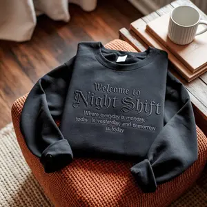 Embroidered Night Shift Nurse Sweatshirt, Trendy RN Gift